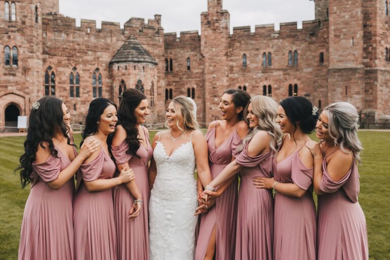 Brides & bridesmaids at peckforton castle