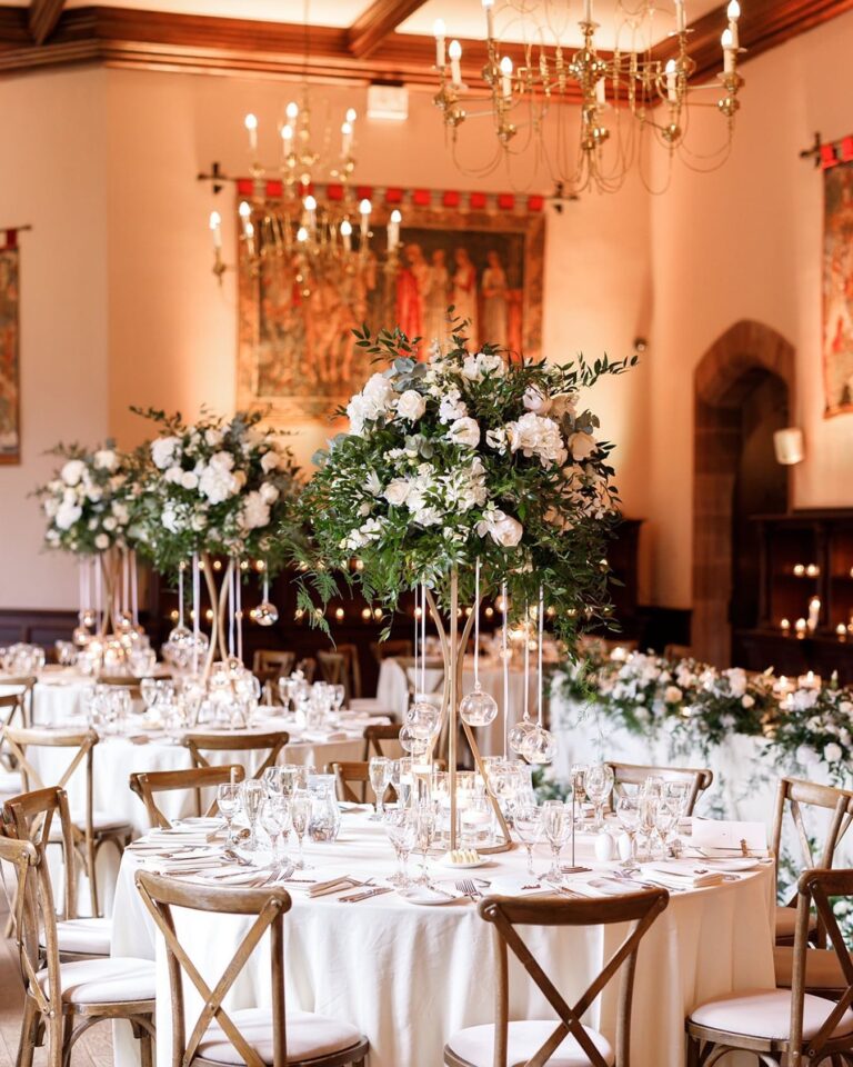 wedding breakfast set up in the drawing room