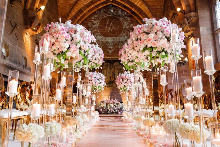 pink ceremony dressing in the great hall