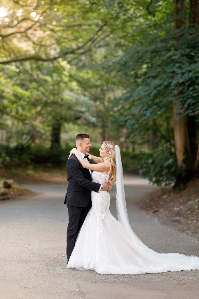 Bride & groom on the drive